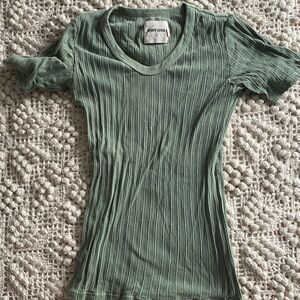 Pointelle Tee in Green Bean